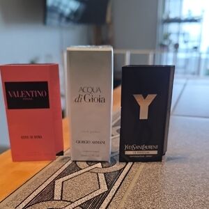 Valentino, Giorgio Armani, Yves Saint Laurent Perfume Set